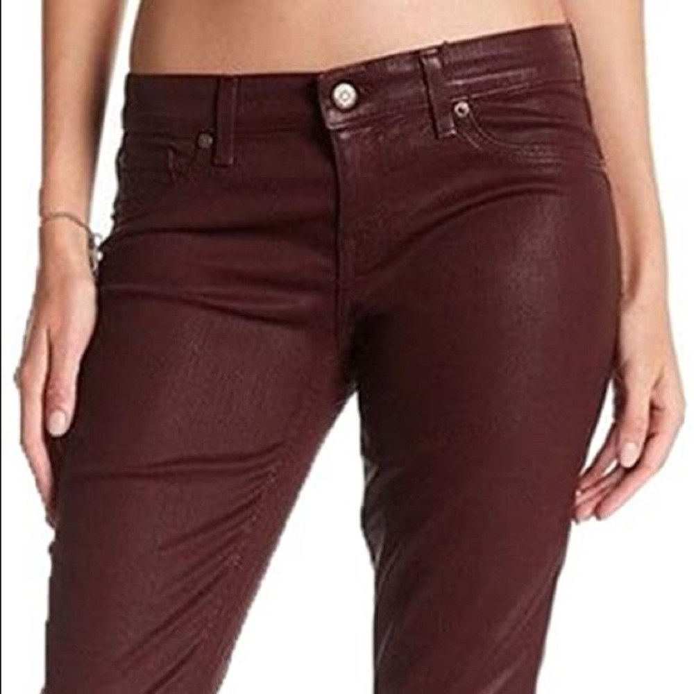 NWT Level 99 Burgundy Coated Skinny Jeans - Picture 2 of 2